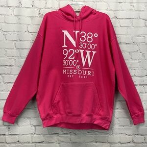 Brisco Missouri Hoodie Women's Size XL Pink/White Graphic Vacation Travel Beachy